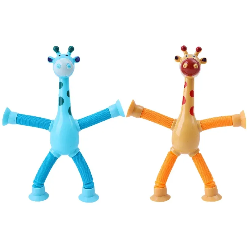 Children&#39;s Suction Cup Toys - Giraffe Pop Tube Sensory Play, Color: Blue yellow