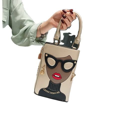 New Design Leather Face Chain Square Purse