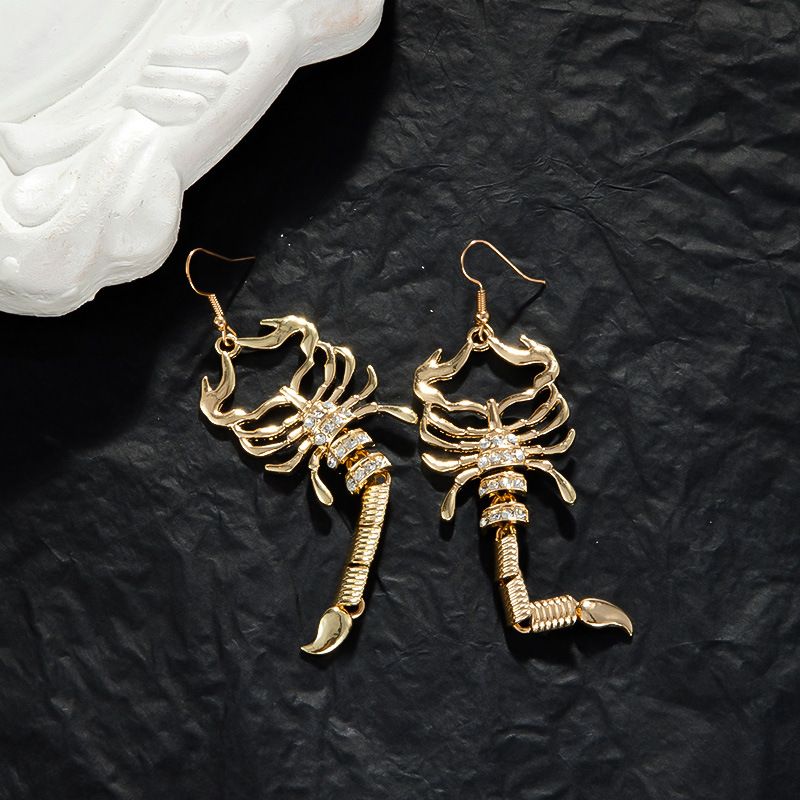Europe And The United States Cross-border Personality Geometric Exaggerated Temperament Diamond Scorpion Necklace Fashion Trendy Punk Style Halloween Jewelry, Color: earrings