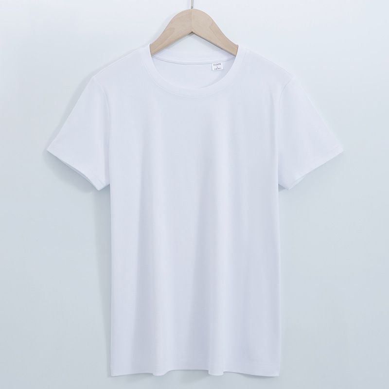 High-end 190g High-branch Double-sided Liquid Ammonia Mercerized Cotton T-shirt Women&amp;#039;s Summer Short-sleeved Cotton Versatile White Round Neck T-shirt, Color: Bleached white, Size: 150/76a（xs）