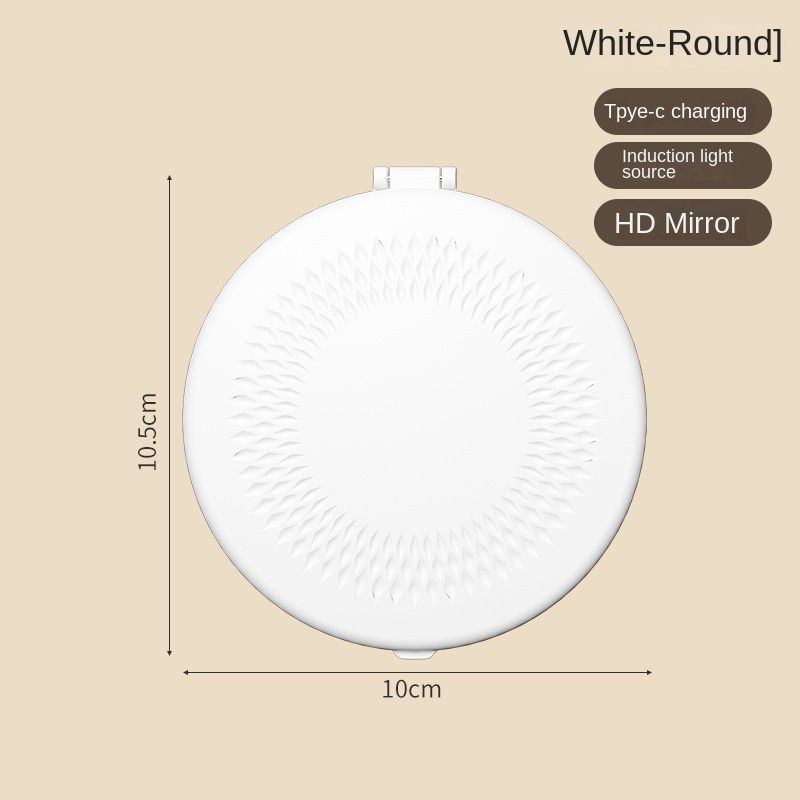 Radiant Travel Flip Mirror, Color: Pearl White - Three-color optical charging model with magnifying glass [flap it up as soon as the flip cover]