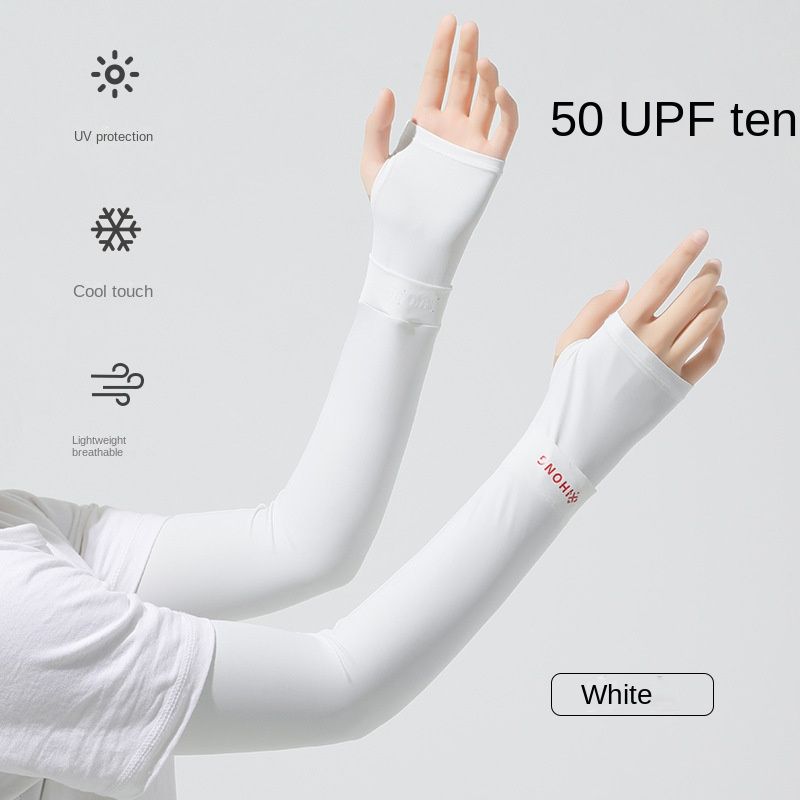 Sunscreen Essentials: Women&#39;s Breathable Ice Silk Arm Sleeves, Color: White, Size: Universal code