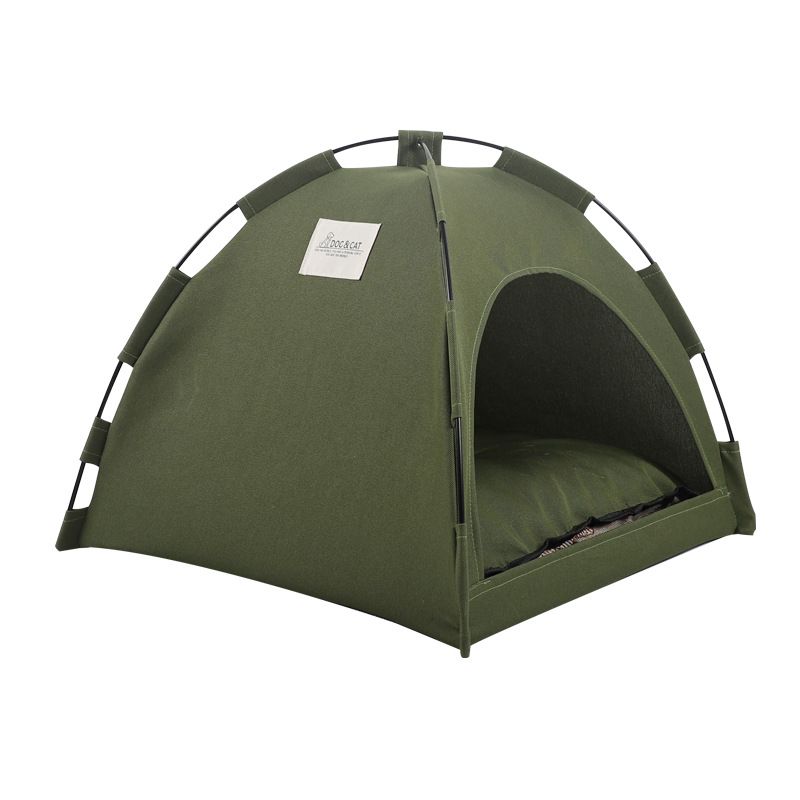 Summer Cooling Mat Outdoor Pet Nest Tent, Specifications: S35*35cm (suitable for pets up to 5catty), Color: Military green