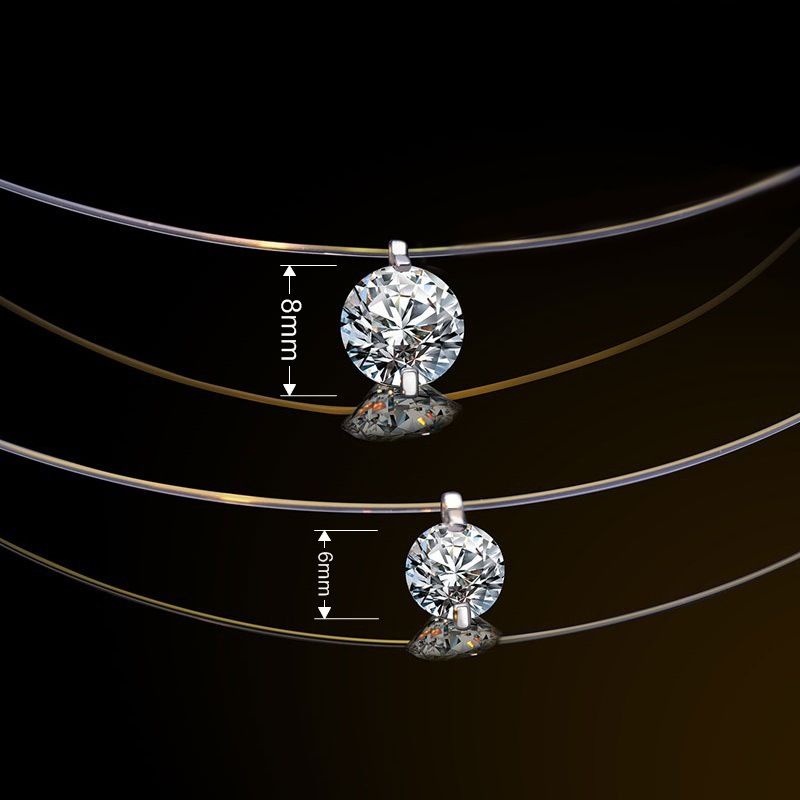 Delicate Transparent Chain with Diamond, Color: Main stone 8mm [Eight Hearts and Eight Arrows], Purity: S925 sterling silver