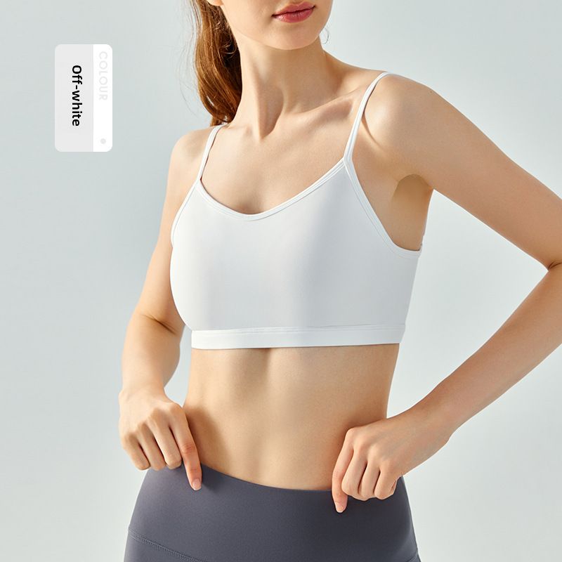 Solid Color Small Sling Back Sports Bra - Stylish &amp; Supportive, Size: S, Color: Bee white