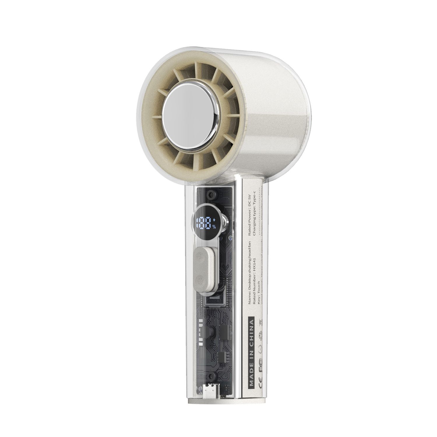 Handheld High-speed Small Fan USB Handheld Small Fan Semiconductor Refrigeration Turbine Desktop Fan, Color: 331B-【Beige-3000mah】, Size: Amazon&#39;s top model