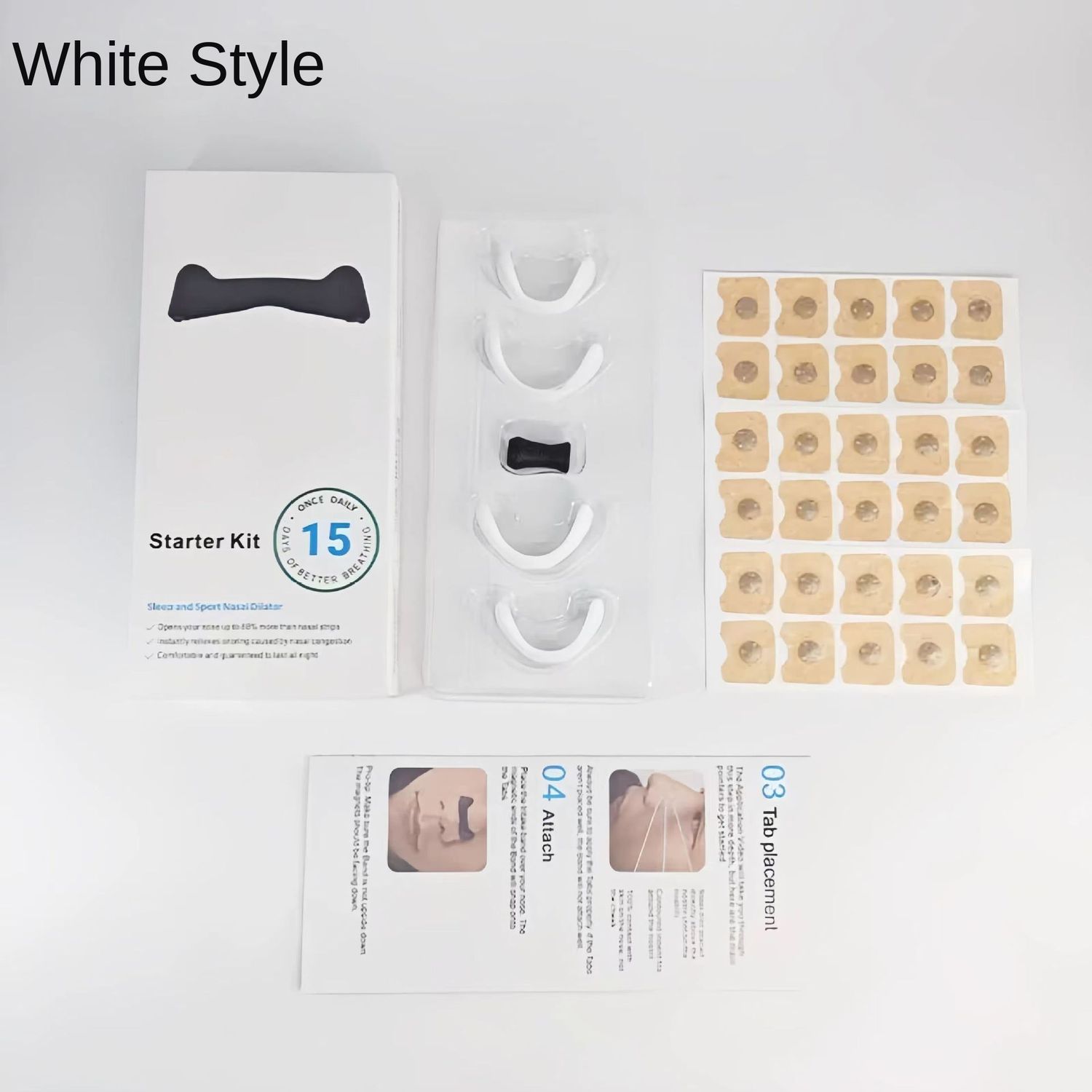 Cross-border Magnetic Expansion Nose Sticker For Correcting Snoring Nose Sticker For Sleeping At Night Nose Expander To Prevent Snoring And Stop Snoring Sticker, Color: White-boxed [with 30 pieces of nose patch]