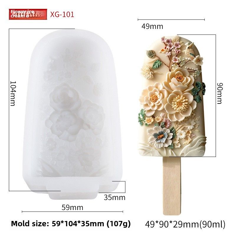 Ice Cream Food Grade Silicone Mold - Handmade DIY Scenic Spot Ice Cream Mold, Specification: Flower Ice Cream A XG-101