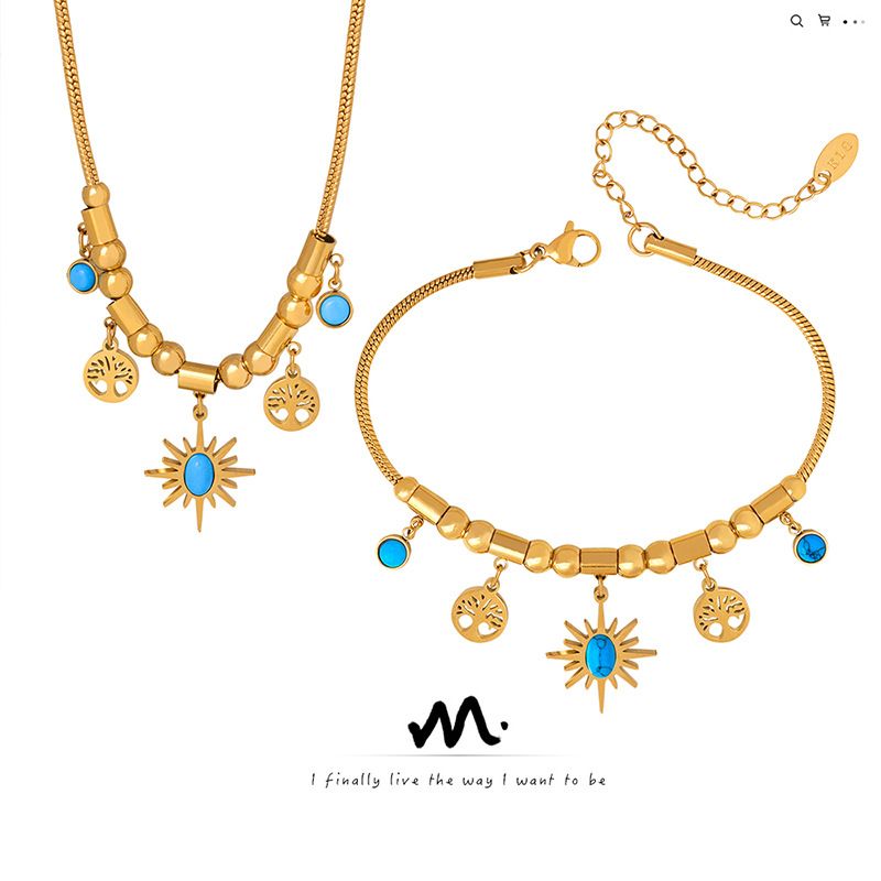 European &amp; American Retro Tassel Necklace and Bracelet Set - Fashion Commuter Ethnic Style Jewelry