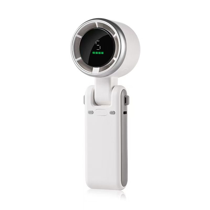 Neck-Hanging Turbocharged Fan for On-the-Go Cooling, Fan blade diameter: 2400 mA, Color: Athens white