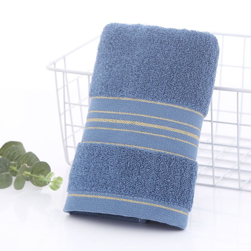 Premium Cotton Gift Towel, Specifications (length*width cm): 34*74（+-2）, Color: Gold bars off blue (105g)