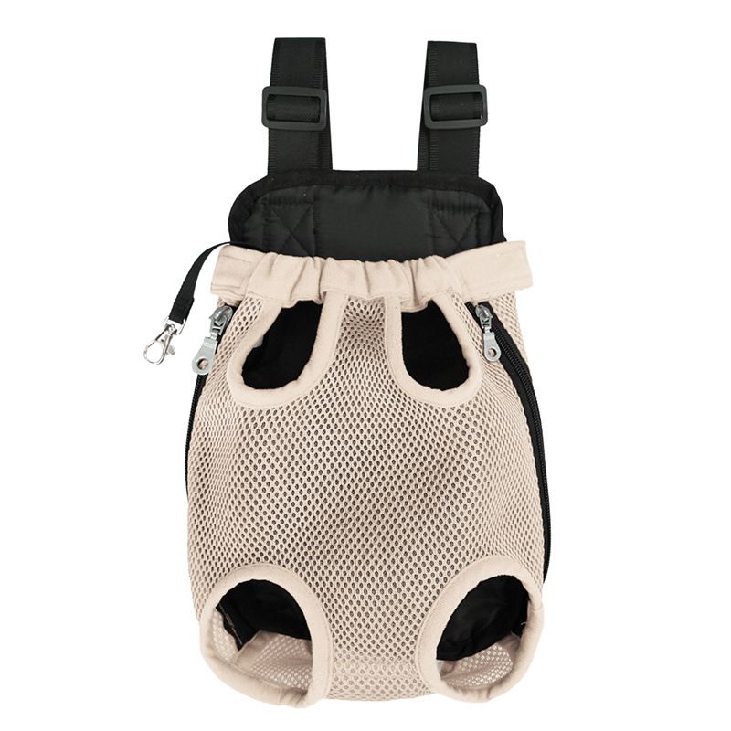 Dog Cat Backpack Pet Backpack Portable Mesh Breathable Backpack Medium And Small Dog Supplies, Specifications: 379 outing backpacks apricot, Color: S (back length 25cm)