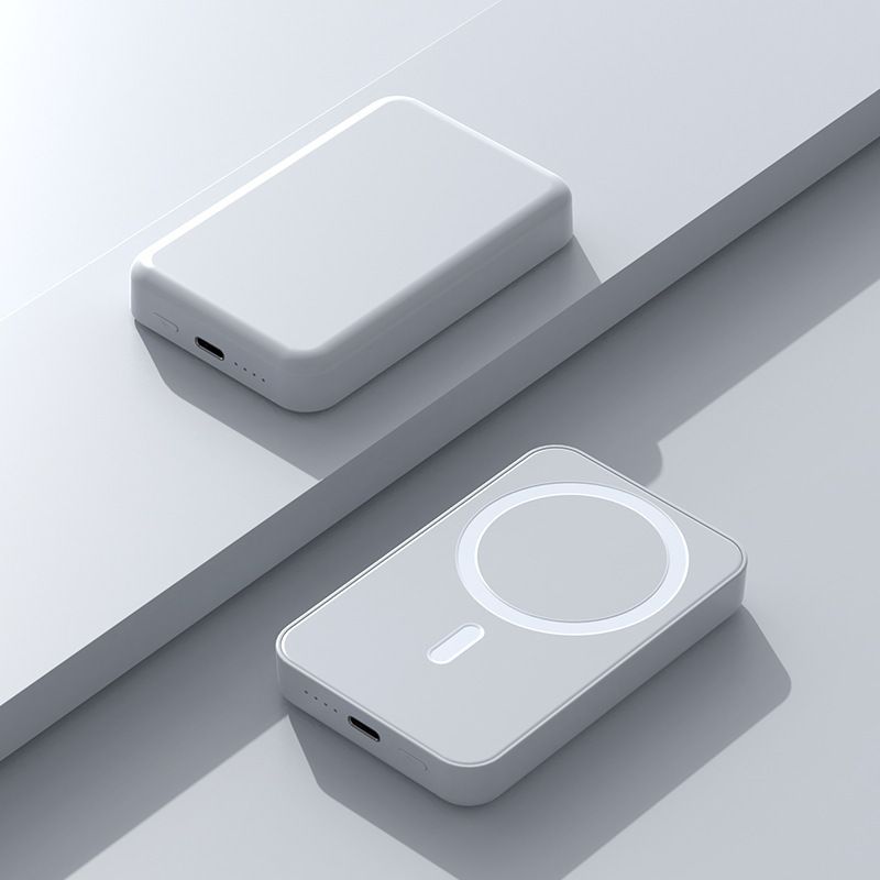 PowerClip: Magnetic Wireless Charger, Color: White-no buttons, Power Supply Capacity: 5000mA [support custom LOGO]
