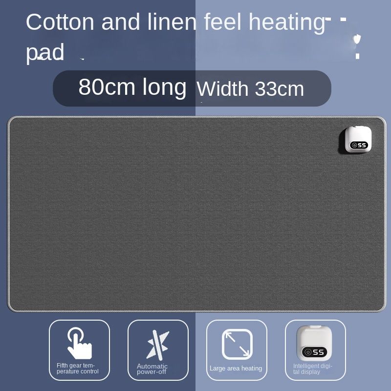 ComfortWave Timed Heating Pad, Color: Linen ash large size [80*33cm], Product Specifications: Digital display five-speed timing
