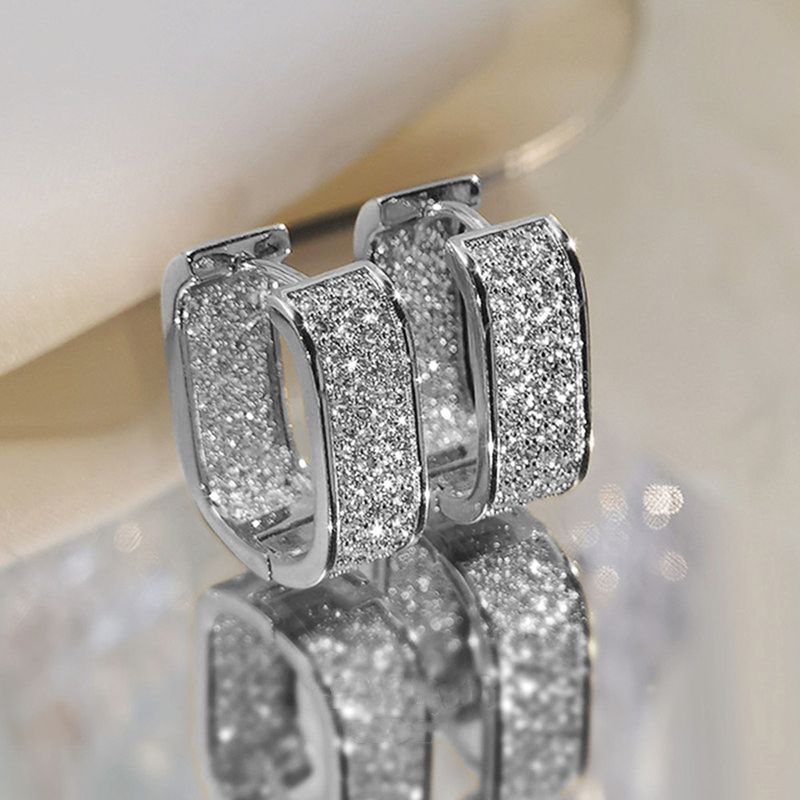 Light Luxury Micro-encrusted Zircon Earrings For Women, Fashionable Earrings, Simple And High-end Jewelry, Hot-selling Items