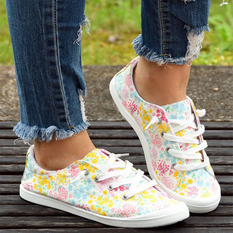 Flat Bottom Comfortable Casual Small Floral Cloth Shoes Shallow Mouth Round Toe Cloth Shoes Women