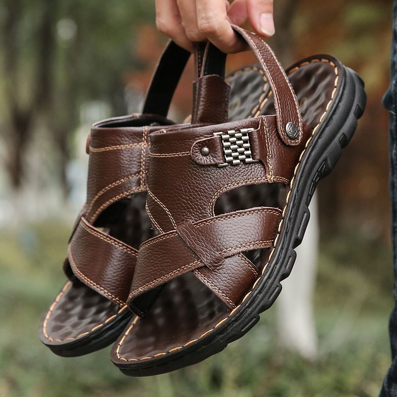 Sandals Men  Summer Sandals 2024 New Men Slippers Dual-use Outwear Soft Sole Middle-aged Dad Shoes Old Men Shoes