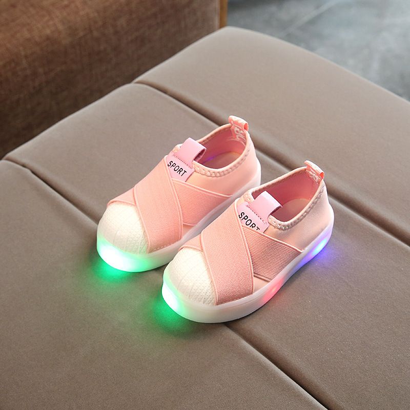 Lightweight Children Shoes LED Light Up Sports Shoes Boys Shell-toe Children Shoes Girls Fabric 1-7 Years Old Glitter Shoes