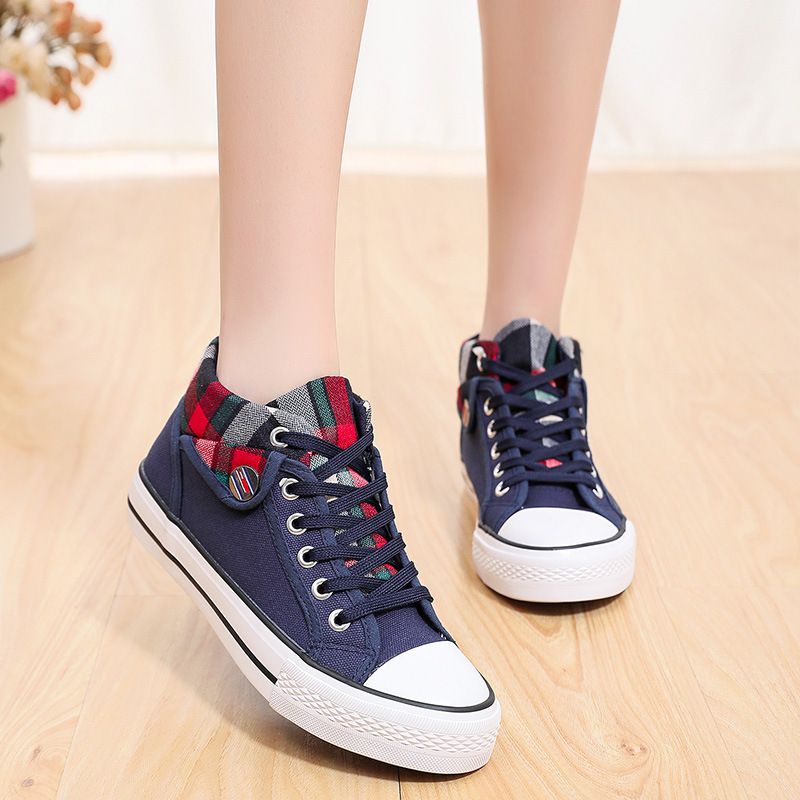 2026 Spring And Autumn New High-top Canvas Shoes, Size: 35, Color: Blue