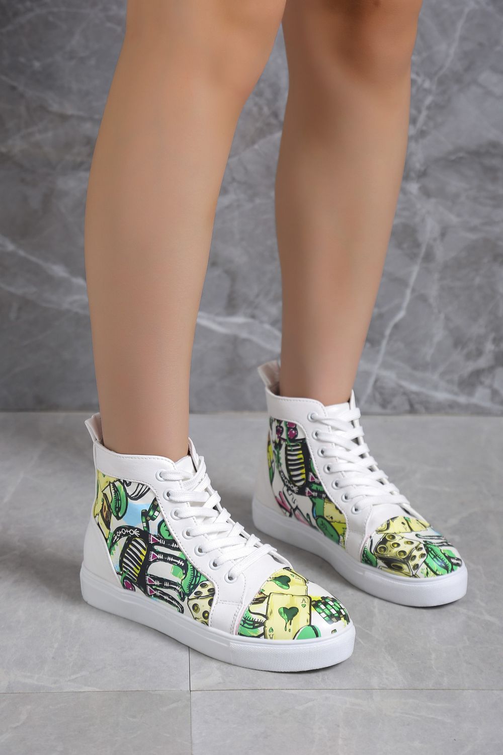Skate Shoes Harajuku Casual Sports Shoes, Size: 35, Color: Green flower