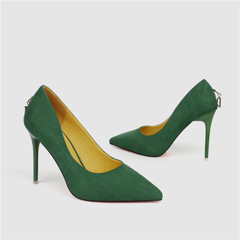 High Heels Sexy Pointed Toe Red Bottom High Heels Wedding Shoes, Size: 35, Color: Green