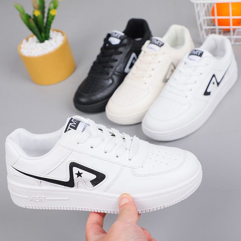 Breathable White Leather Shoes For Women Spring And Autumn New Korean Style Casual Student Sneakers For Women Thick-soled Shoes For Women