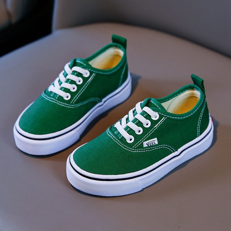 Children&amp;#039;s Canvas Shoes Fashion Shoes 2022 New Girls&amp;#039; Solid Color Canvas Simple Children&amp;#039;s Shoes Boys Soft-soled Casual Shoes, Size: The length of 22 yards is about 15cm, Color: Green
