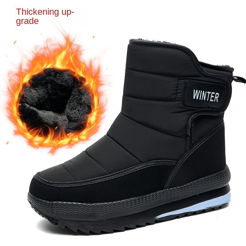 Snow Boots Fleece-lined Warm High-top Cotton-padded women, Size: 39, Color: Black D80 plus velvet warm upgraded model