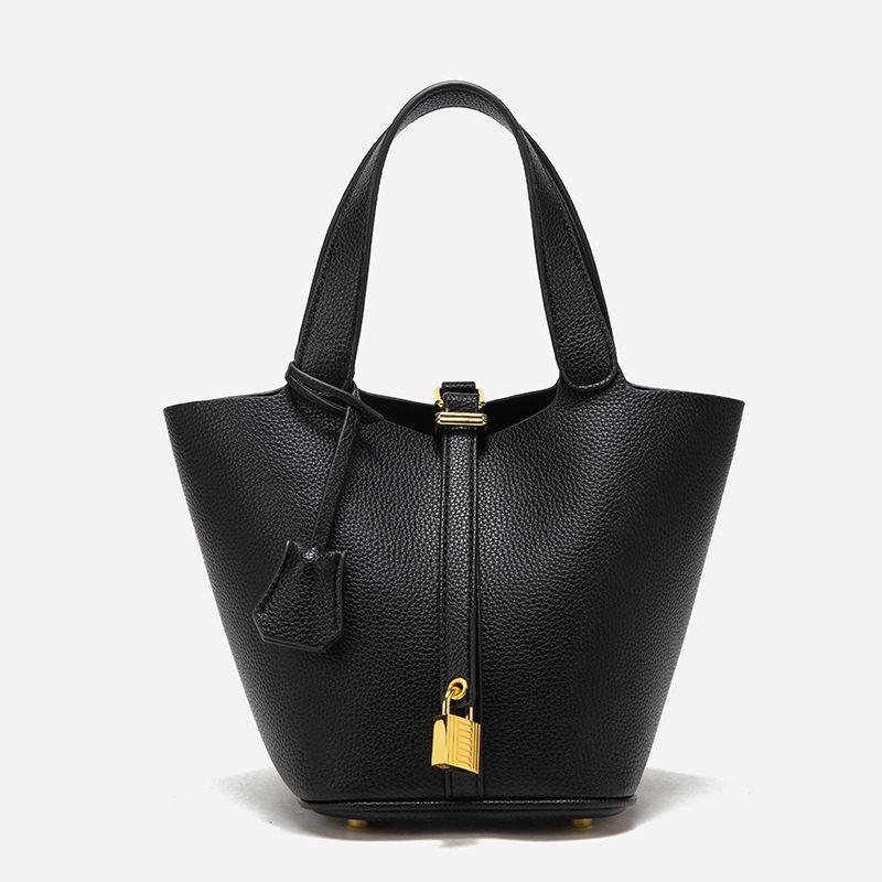 Handbag Bucket Bag High-End Exquisite Simple Versatile All-Match Style Tote Bag, Color: Black