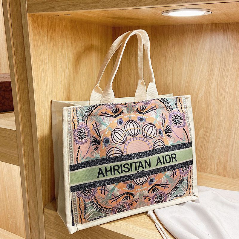 Bags Large-capacity Canvas Handbags Fashion Graffiti Hand Carrying Shopping Bags, Color: Section one
