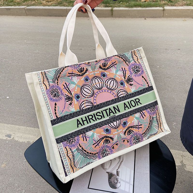 Bags Large-capacity Canvas Handbags Fashion Graffiti Hand Carrying Shopping Bags