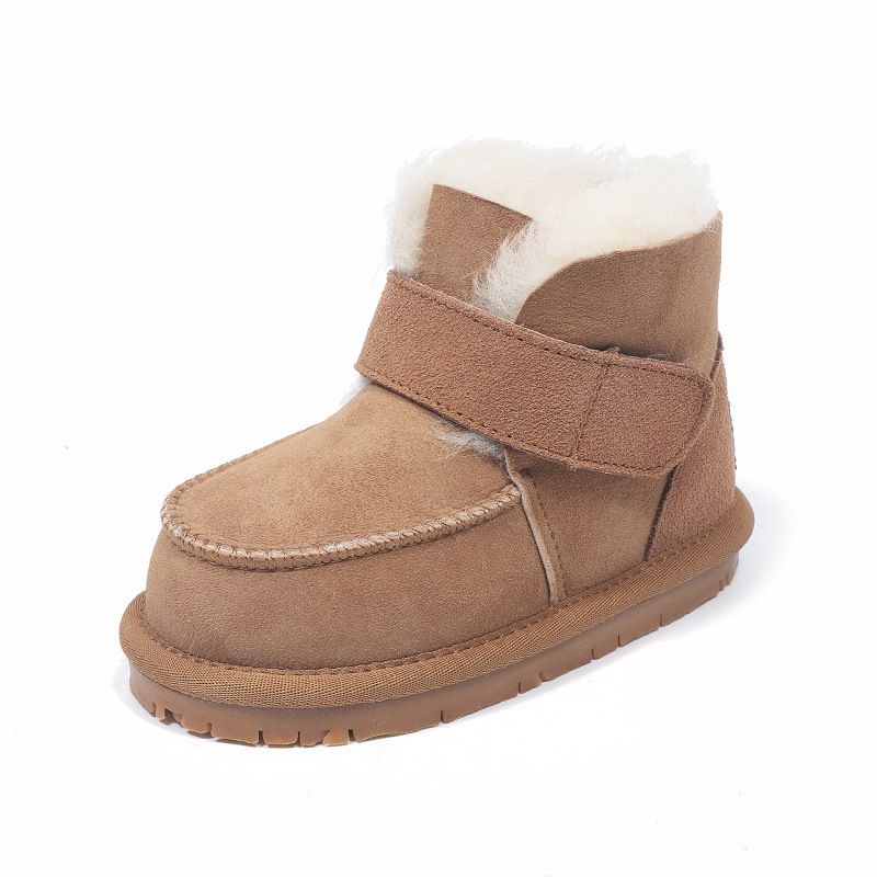 Winter New Sheepskin Integrated Children Snow Boots Velcro Warm Anti-slip