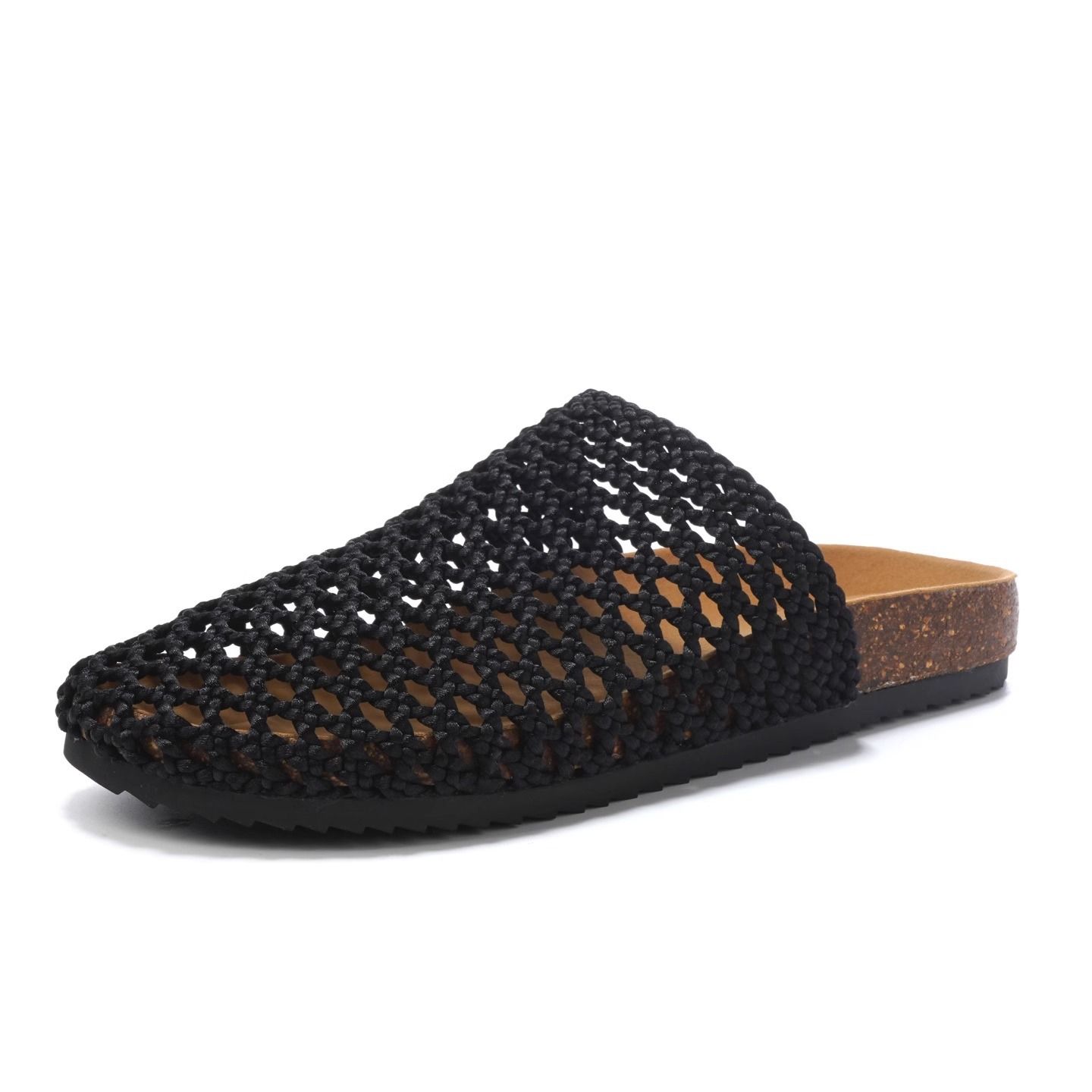 Thick-Soled Round-Toe Half-Slippers Slip-On Mules, Size: 35, Color: black