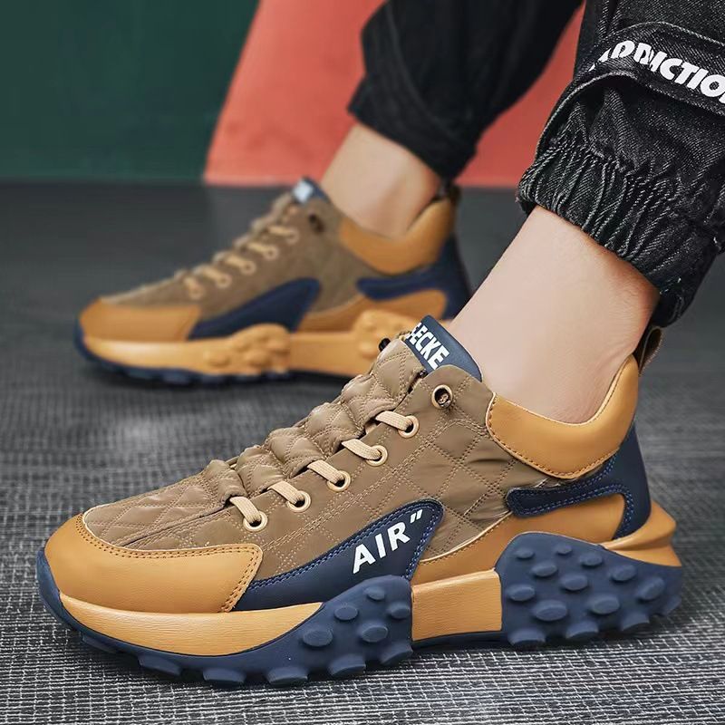 Shoes Outdoor Sports Men Thick-Soled Sports, Color: Stable version-Khaki, Size: 37