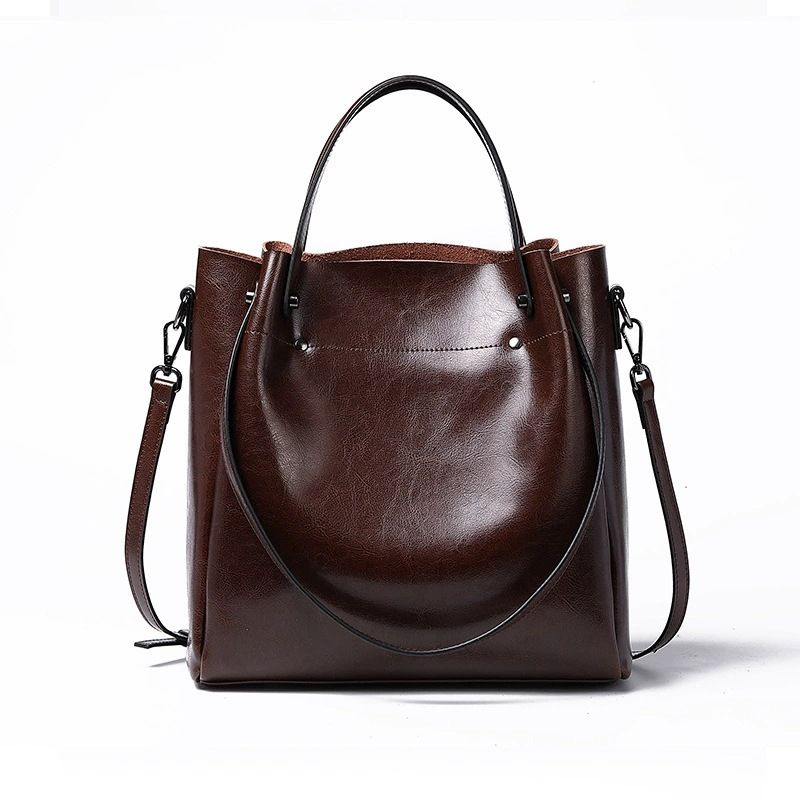 Genuine Leather Commuter Oil Wax Cowhide Bag For Women