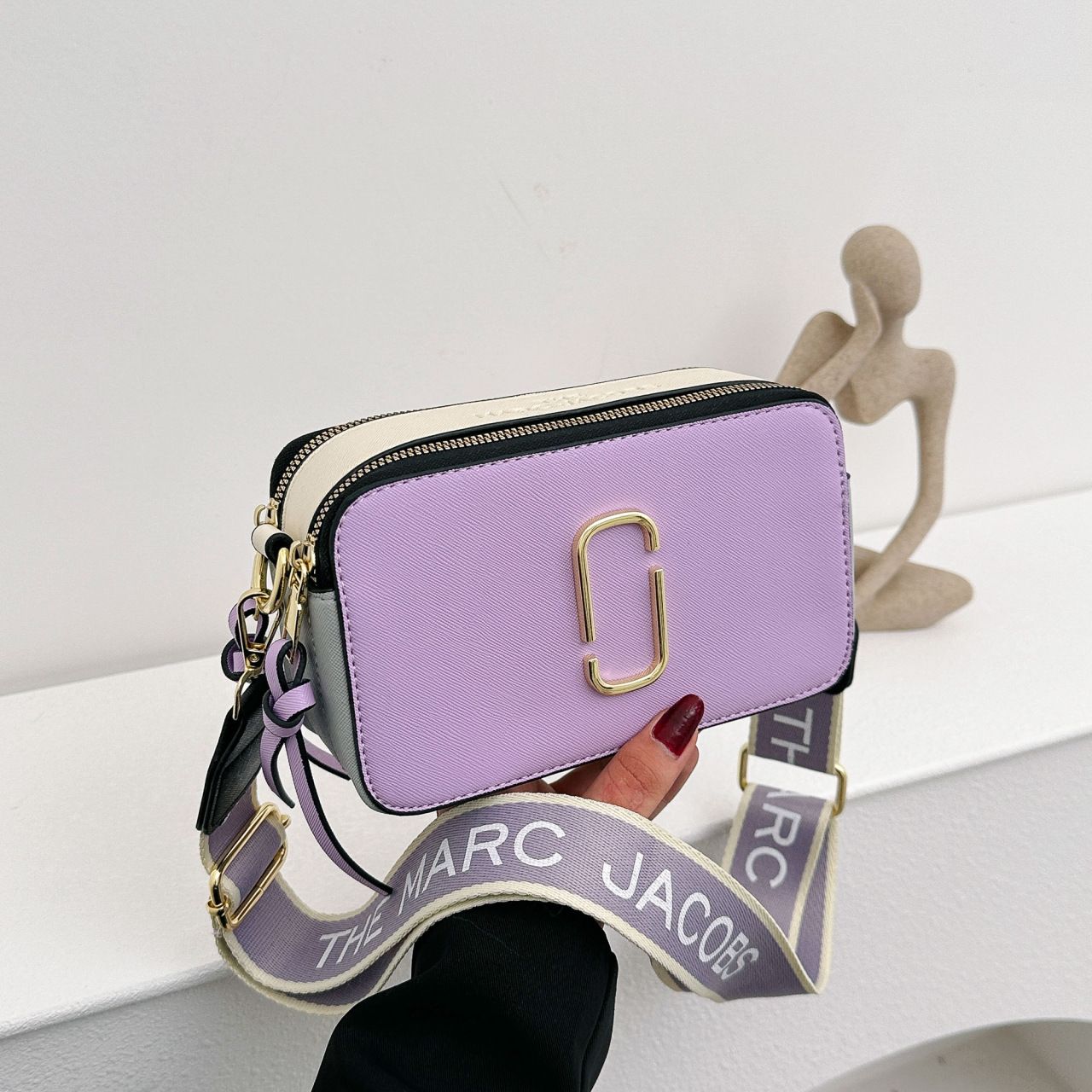 Colorblock Crossbody Bag, New Fashion Small Square Bag, Simple And Versatile Camera Bag, Color: Purple, Size: 20*11*7