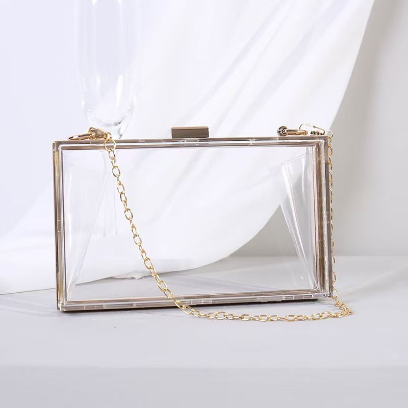 Acrylic Box Clutch Bag Personalized Shoulder Chain Bag Wedding Gift, Color: Transparent acrylic bag, Size: Customized