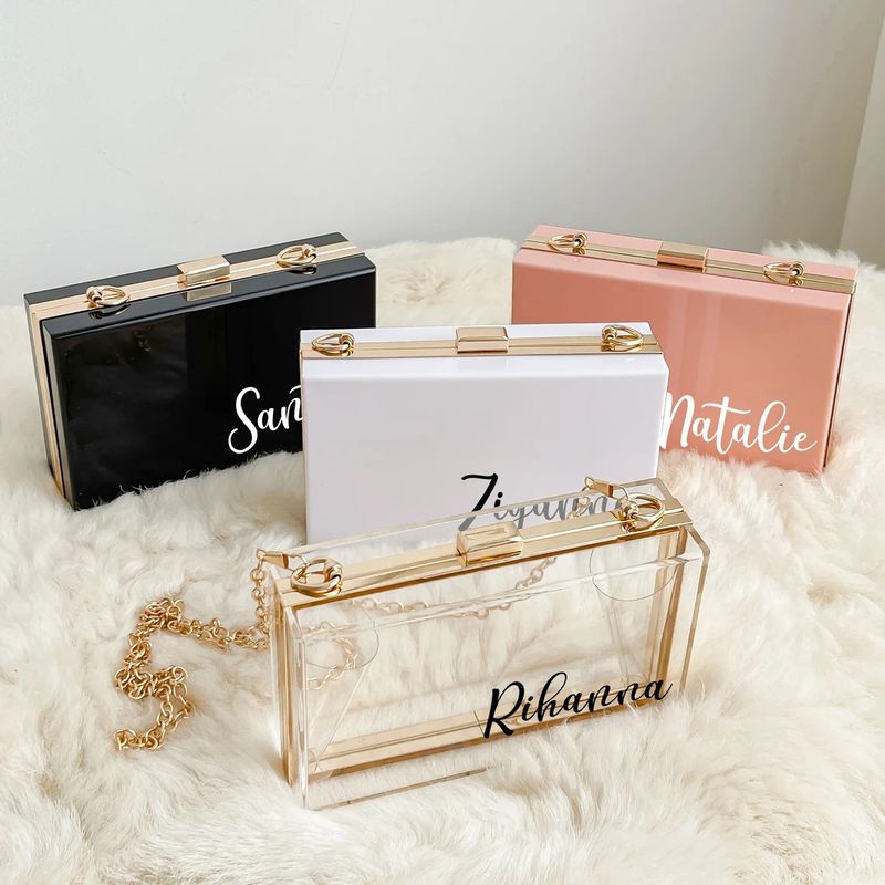 Acrylic Box Clutch Bag Personalized Shoulder Chain Bag Wedding Gift