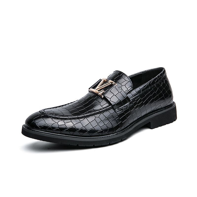 Men Business Casual Leather Shoes British Large Size Fashion Loafers, Size: 38, Color: Black