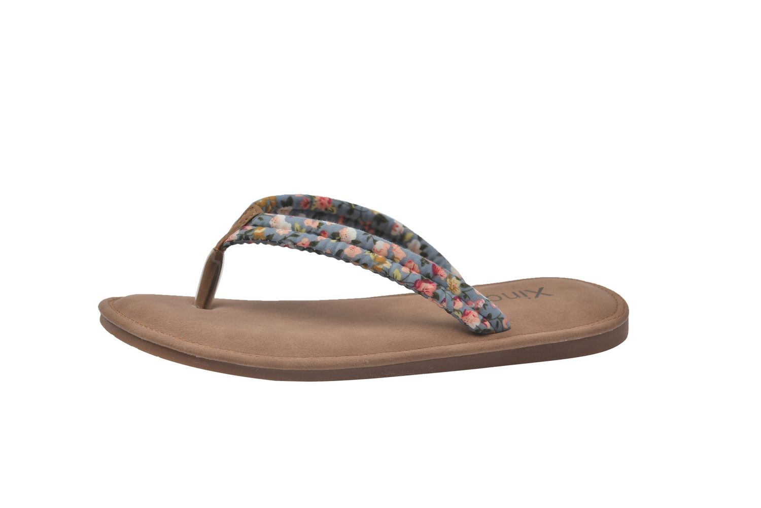 Summer Outer Wear Flat Holiday Flip-floral Sandals, Size: 35, Color: Blue