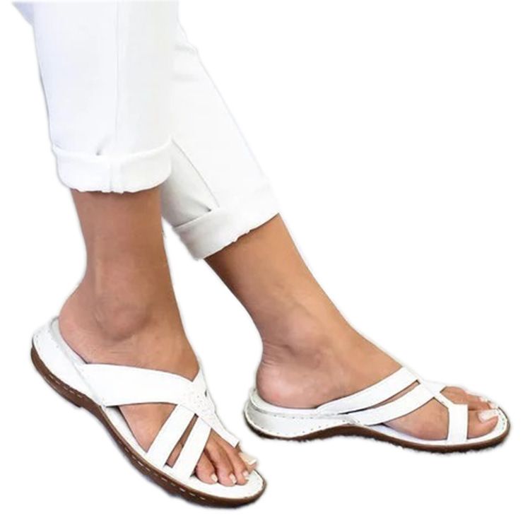 Sandals Casual Wedge Heel Sleeve Toe Sandals Solid Color European And American, Size: 35, Color: White