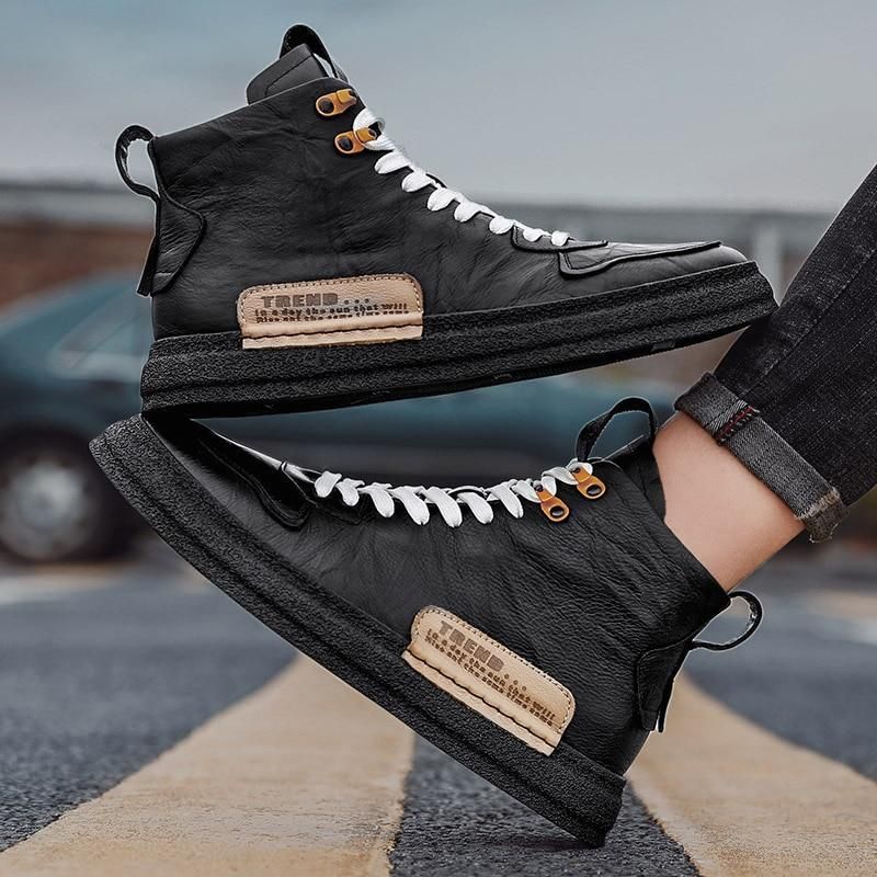 Mens British Retro Style shoes Leather, Shoe Size: 7, Color: Black-16