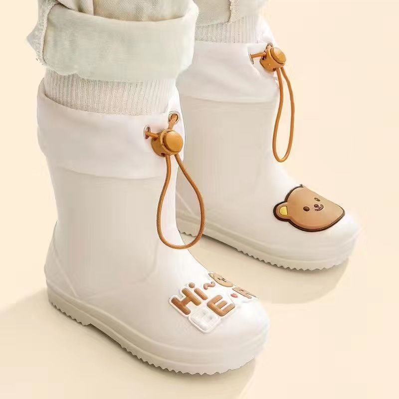 Boys And Girls Baby Children Rain Boots, Size: 14, Color: Beige bear with shukou