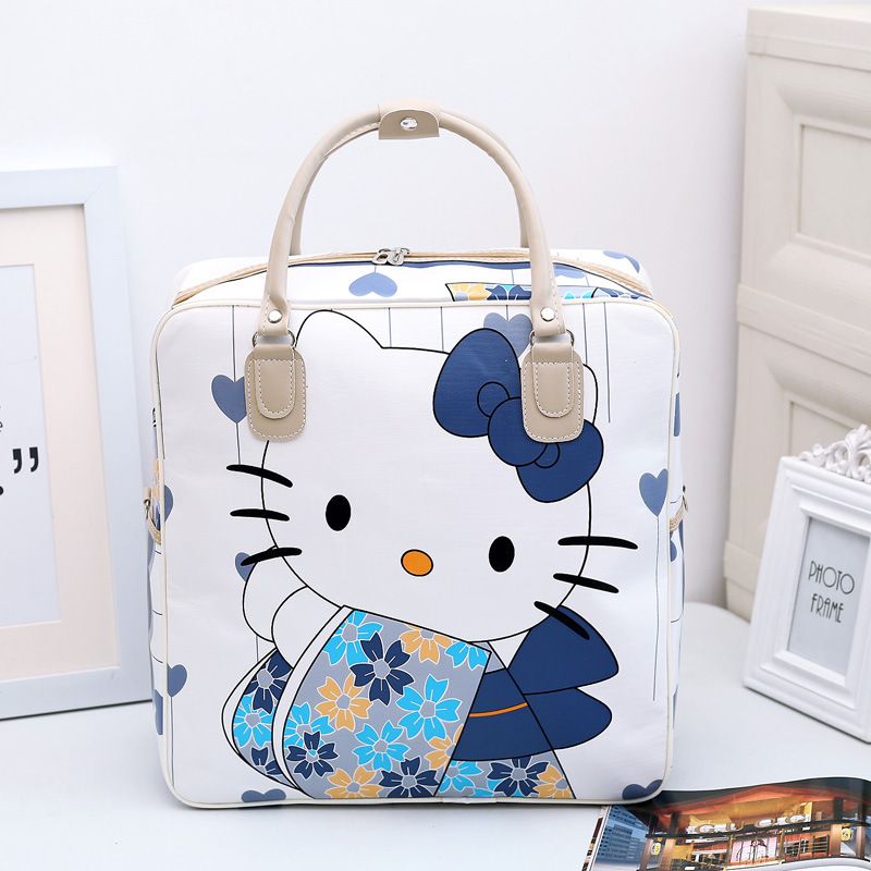 Cartoon Travel Bag Female Hand Luggage Bag PU Short Trip Student Luggage Bag, Color: Hellokitty, Size: Length 38cm width 17cm height 40cm
