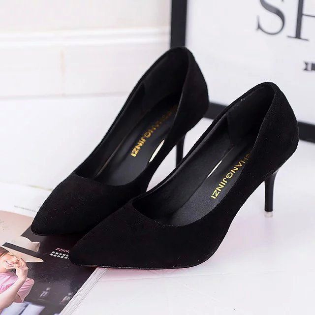 Ladies High Heels, Size: 37, Color: Suede black