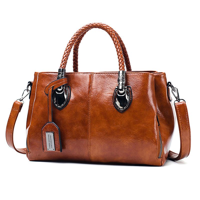 Bag Trend Foreign Trade Oil Wax Leather New Cross-border Portable Shoulder Messenger Bag, Color: Brown
