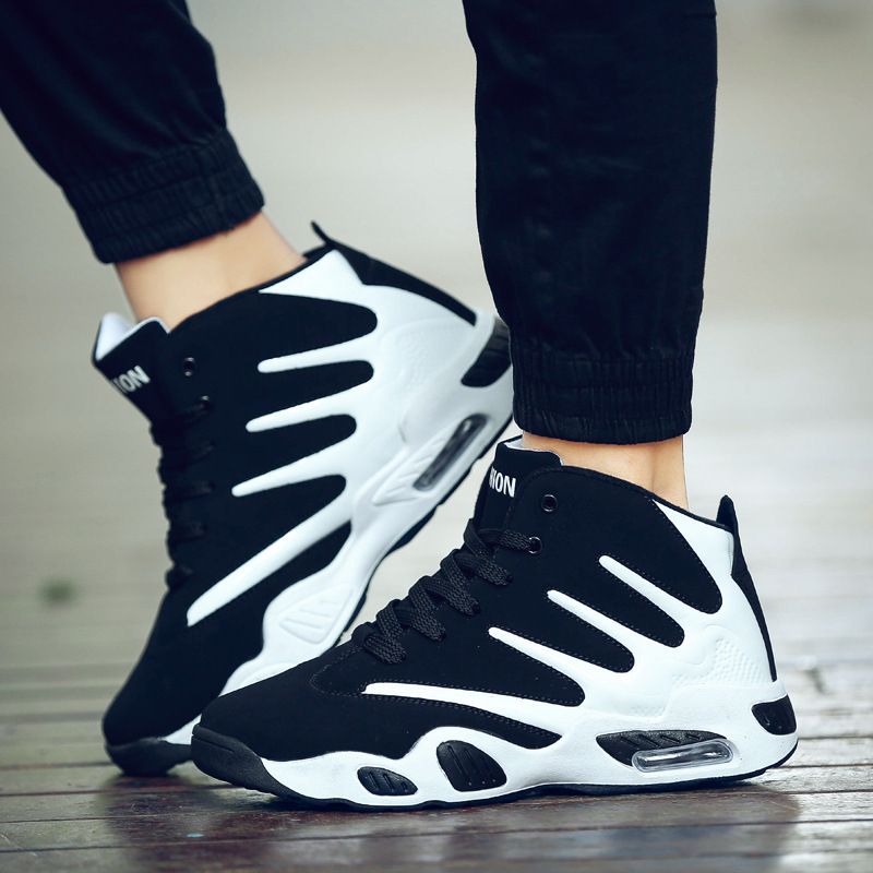 Men Air Cushion Basketball Shoes Wear-resistant Sneakers for men, Size: 36, Color: Black and white