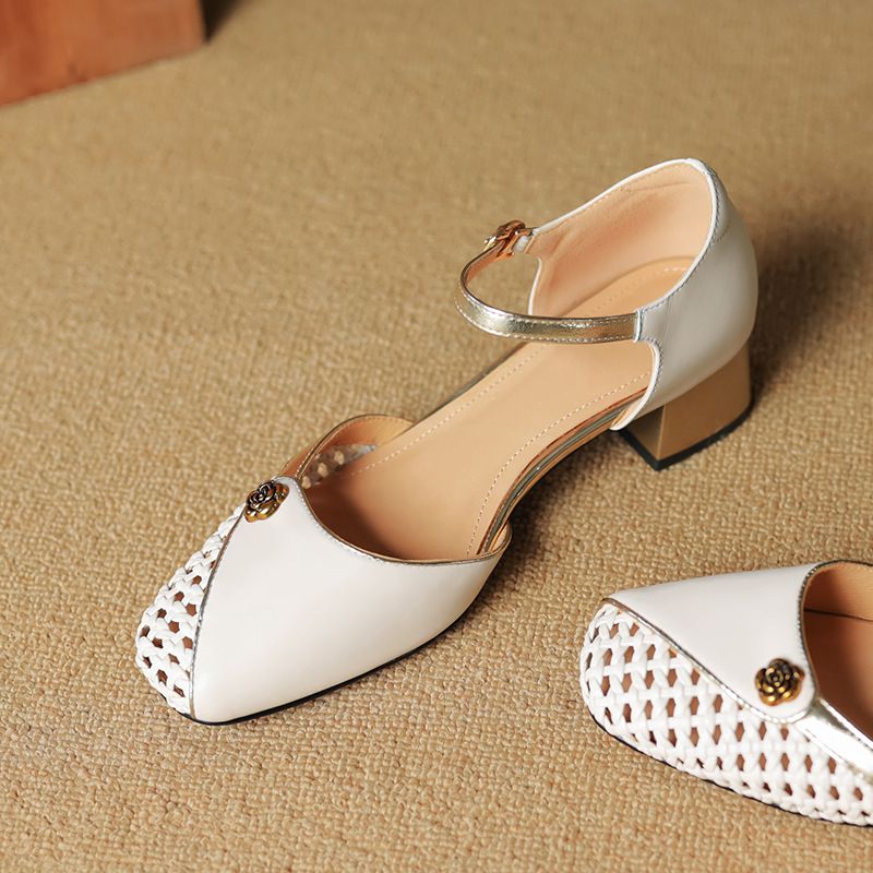 Sandals For Women 2025 Summer Soft Leather, Size: 35, Color: off white