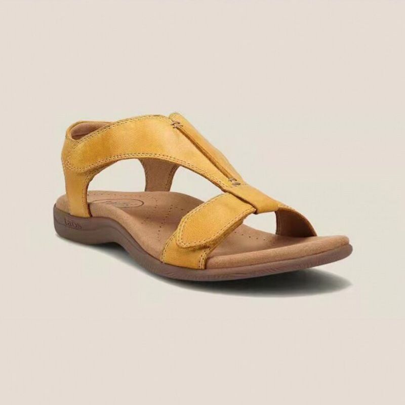 European And American Flat Arch Velcro Casual Beach Foreign Trade Sandals, Size: 35, Color: Yellow