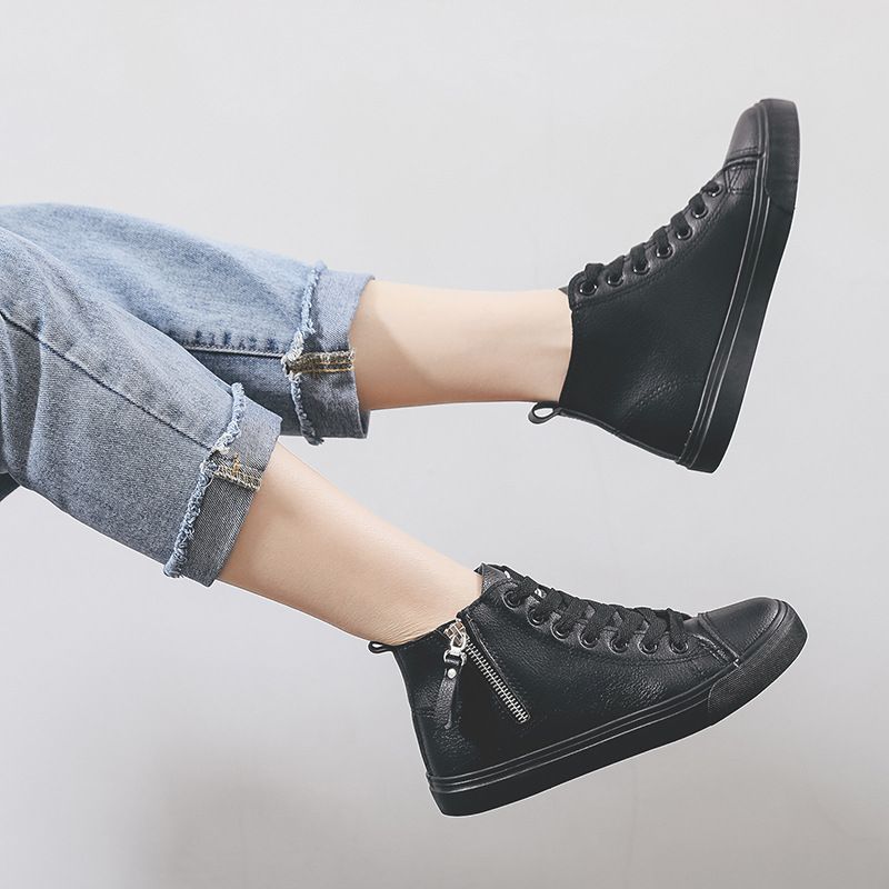 Casual All-black Inner Height-increasing Student  Style Trendy Shoes Buckle, Color: 616 all black with increased height, Size: 40